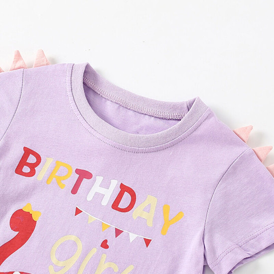 18M-7Y Toddler Girls Dinosaur Round Neck Casual T-Shirts  Girls Clothes   