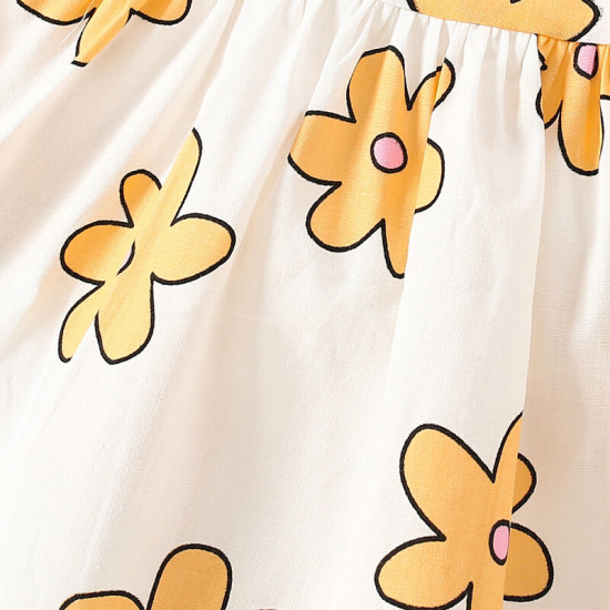 18M-7Y Toddler Girls Flower Printed Square Collar Tops  Girls Clothes   