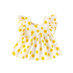 18M-7Y Toddler Girls Floral Square Collar Tops  Girls Clothes   