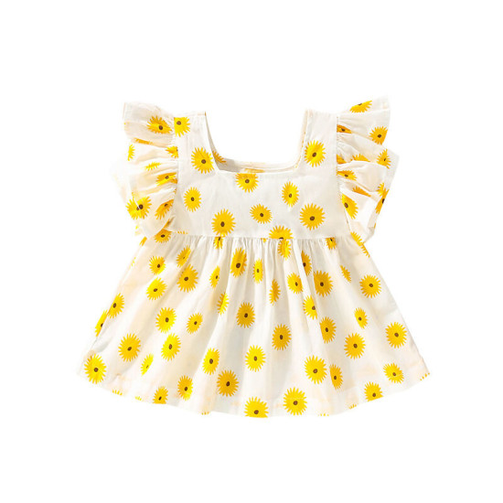 18M-7Y Toddler Girls Floral Square Collar Tops  Girls Clothes   