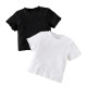 18M-6Y Toddler Girls Black And White Solid Color T-Shirt Two-Pack  Girls Clothes   