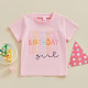 18M-6Y Toddler Girls Colorful Letter Short Sleeve Pullover T-Shirts  Girls Clothes   