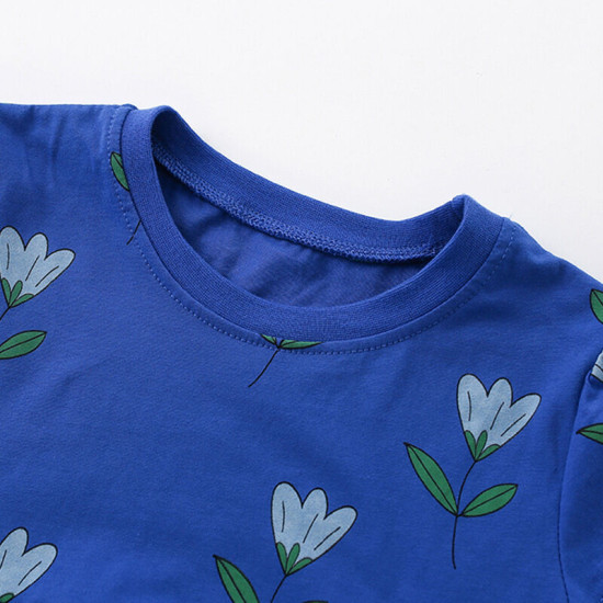 18M-7Y Toddler Girls Floral Print Short Sleeve T-Shirts  Girls Clothing   