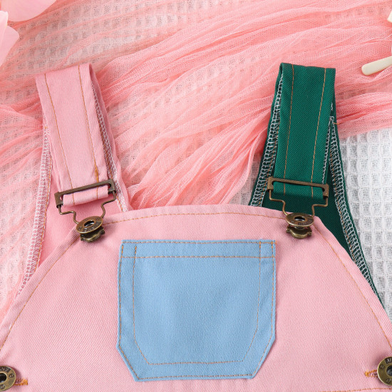 9M-5Y Toddler Girls Color Block Pocket Overalls  Girls Clothes   