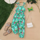 18M-6Y Toddler Girls Vacation Tropical Rainforest Leaf Sling Jumpsuits  Girls Clothes   