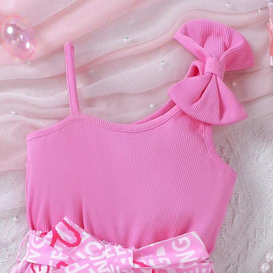 18M-6Y Toddler Girls Patchwork Bow Jumpsuit & Rompers  Girls Clothes   