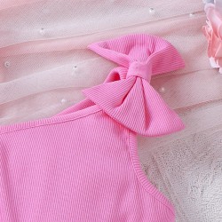 18M-6Y Toddler Girls Patchwork Bow Jumpsuit & Rompers  Girls Clothes   