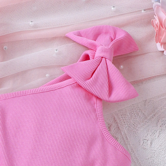 18M-6Y Toddler Girls Patchwork Bow Jumpsuit & Rompers  Girls Clothes   