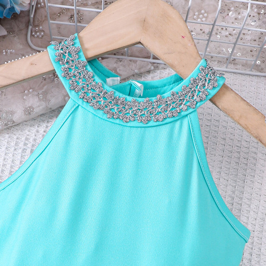 2-6Y Toddler Girls Color Mesh Large Skirt Jumpsuit  Girls Clothes   