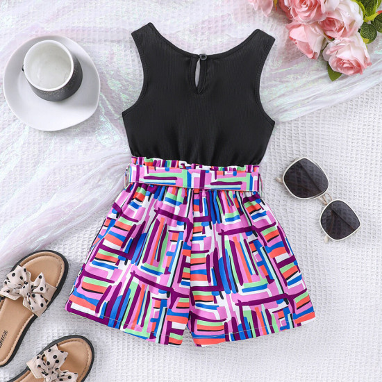 18M-6Y Toddler Girls Letter Print Colorful Patchwork Rompers & Jumpsuits  Girls Clothes   