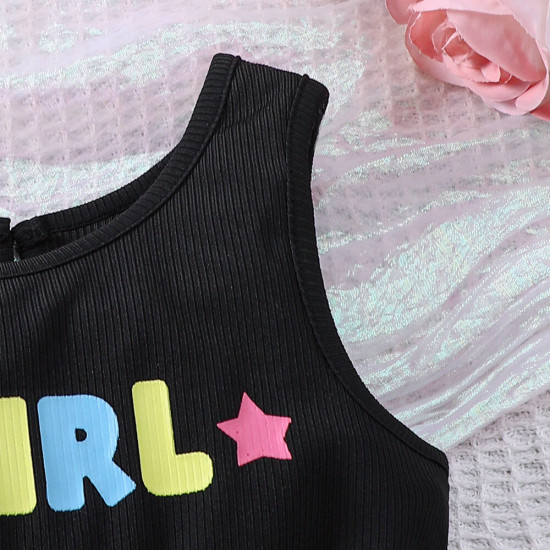 18M-6Y Toddler Girls Letter Print Colorful Patchwork Rompers & Jumpsuits  Girls Clothes   