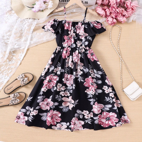 4-9Y Kid Girls Resort Floral Ruffle Camisole Jumpsuit  Kids Clothing   