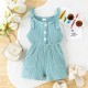 9M-4Y Toddler Girls Solid Color Sleeveless Ribbed Rompers & Jumpsuit  Boys Clothing   