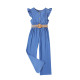 4-9Y Kids Girls Flutter Sleeve Jumpsuit With Belt  Girls Clothes   