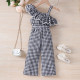 18M-6Y Toddler Girls Ruffled Off-Shoulder Plaid Jumpsuit  Girls Clothes   