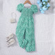 18M-6Y Toddler Girls Floral Heart Print Puff Sleeve Jumpsuit  Girls Clothes   