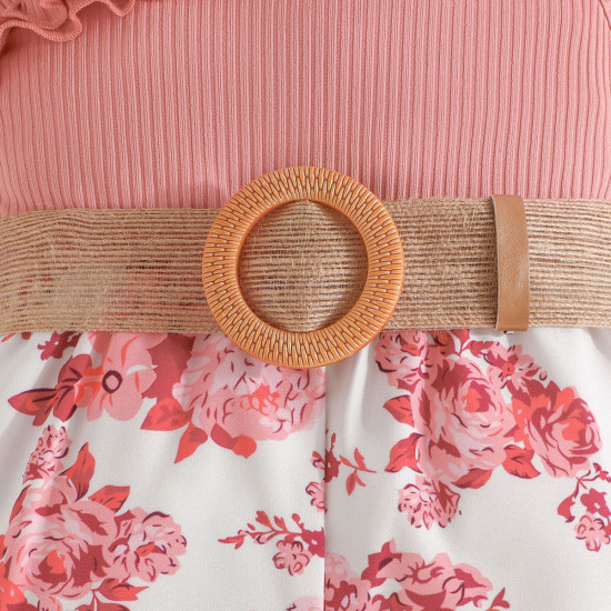 9M-4Y Toddler Girls Ruffled Sling Patchwork Floral Print Rompers  Girls Clothes   