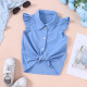 18M-6Y Toddler Girls Flying Sleeve Knot-Hem Shirts  Girls Clothes   