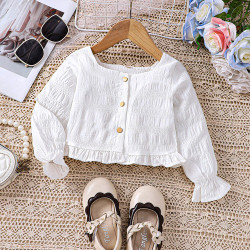 18M-6Y Toddler Girls Square Neck Long Sleeve Cropped Shirts  Girls Clothes   