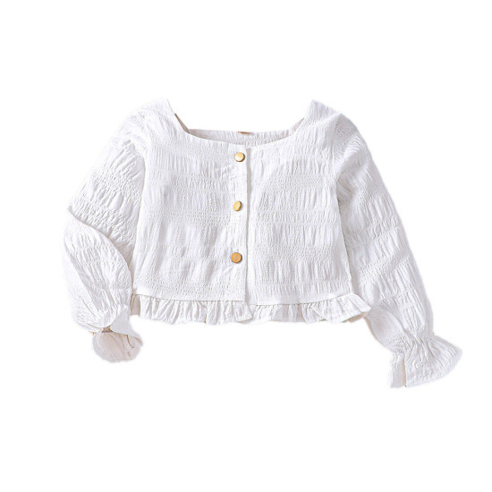 18M-6Y Toddler Girls Square Neck Long Sleeve Cropped Shirts  Girls Clothes   