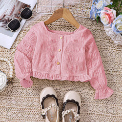18M-6Y Toddler Girls Square Neck Long Sleeve Cropped Shirts  Girls Clothes   