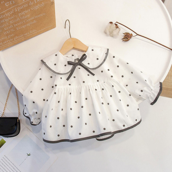 9M-6Y Toddler Girls Doll Collar Polka Dot Blouse  Girls Clothes   