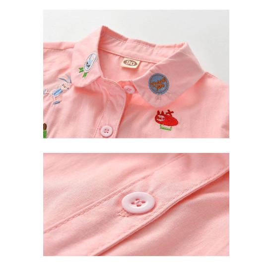 18M-7Y Toddler Girls Long Sleeve Embroidery Shirts  Girls Fashion Clothes   