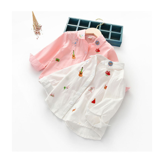 18M-7Y Toddler Girls Long Sleeve Embroidery Shirts  Girls Fashion Clothes   