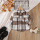 2-7Y Toddler Plaid Shirt Splicing Casual Bottoming Shirt  Toddler Boutique Clothing  