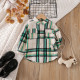 2-7Y Toddler Plaid Shirt Splicing Casual Bottoming Shirt  Toddler Boutique Clothing  