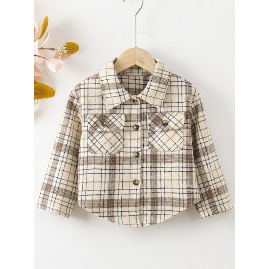 2-7Y Toddler Plaid Shirt Splicing Casual Bottoming Shirt  Toddler Boutique Clothing  