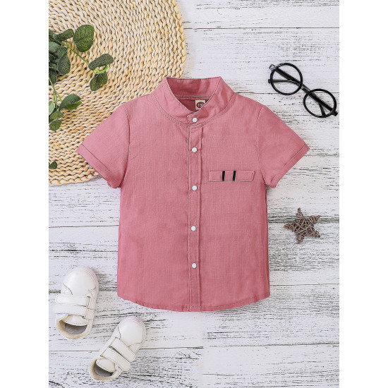 18M-6Y Solid Color Short Sleeve Button Shirt  Kids Boutique Clothing  