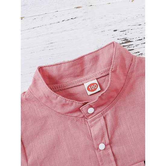 18M-6Y Solid Color Short Sleeve Button Shirt  Kids Boutique Clothing  