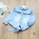 18M-7Y Toddler Girls Vintage Ruffle Knotted Denim Shirts  Girls Clothes   