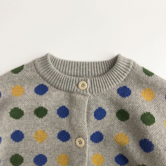9M-5Y Toddler Colorful Polka Dots Knitted Cardigan Sweater  Toddler Boutique Clothing   