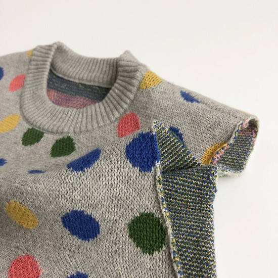 9M-6Y Toddler Colorful Polka Dots Knitted Waistcoat Sweater Vest  Toddler Boutique Clothing   