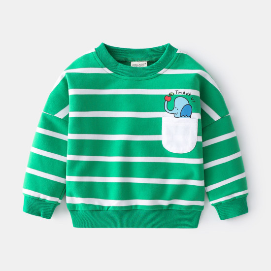 18M-6Y Toddler Boys Casual Round Neck Pullover Striped Sweatshirts  Boys Clothing   