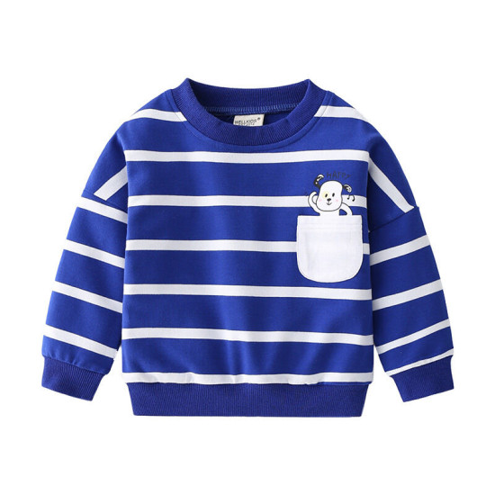 18M-6Y Toddler Boys Casual Round Neck Pullover Striped Sweatshirts  Boys Clothing   