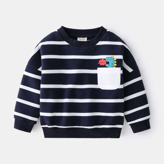 18M-6Y Toddler Boys Casual Round Neck Pullover Striped Sweatshirts  Boys Clothing   
