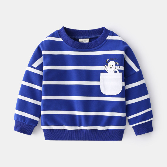 18M-6Y Toddler Boys Casual Round Neck Pullover Striped Sweatshirts  Boys Clothing   