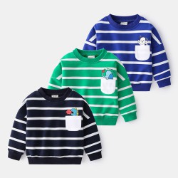 18M-6Y Toddler Boys Casual Round Neck Pullover Striped Sweatshirts  Boys Clothing   