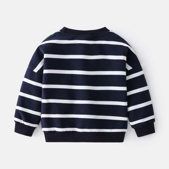 18M-6Y Toddler Boys Casual Round Neck Pullover Striped Sweatshirts  Boys Clothing   