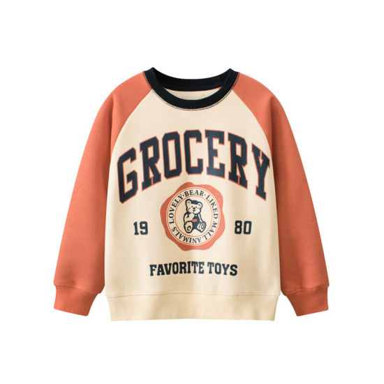 5-11Y Unisex Lion Letter Fleece Sweatshirts  Kids Boutique Clothing   