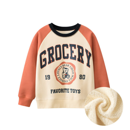 5-11Y Unisex Lion Letter Fleece Sweatshirts  Kids Boutique Clothing   