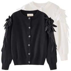 18M-9Y Kids Sets Knitted Cardigan With Feather Sleeves  Clothing Kidswear   