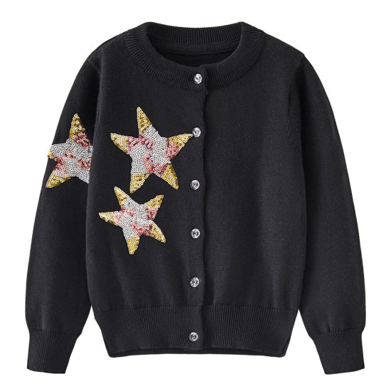 18M-7Y Toddler Girls Five-Pointed Star Cardigan Knitted Sweater  Baby Clothes   
