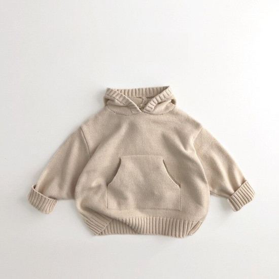 12M-5Y Toddler Retro Casual Hooded Knitted Sweater  Toddler Boutique Clothing   