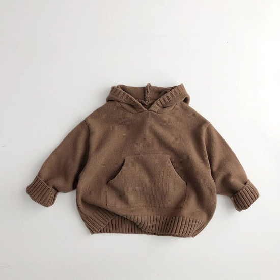 12M-5Y Toddler Retro Casual Hooded Knitted Sweater  Toddler Boutique Clothing   