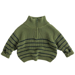 12M-6Y Unisex Retro Half-Zip Pullover Knitted Sweater  Toddler Boutique Clothing   