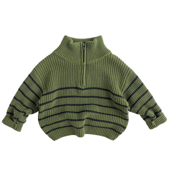 12M-6Y Unisex Retro Half-Zip Pullover Knitted Sweater  Toddler Boutique Clothing   